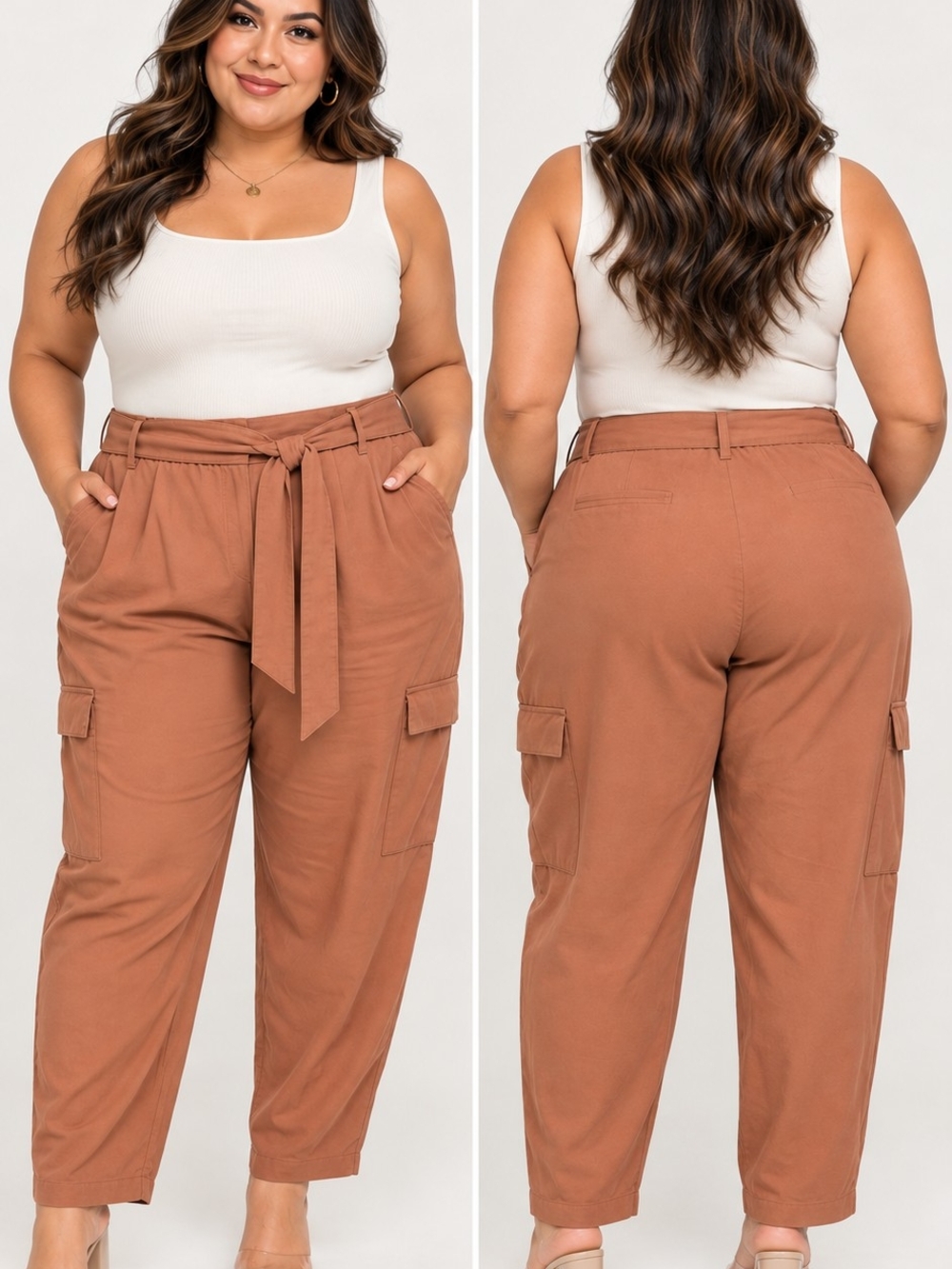 NINE WEST Utility Pant High Rise Cargo Pants Brown Size 0X NWT